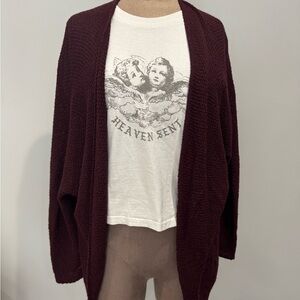 Brandy Melville Deep Burgundy Cardigan and John Galt t-shirt